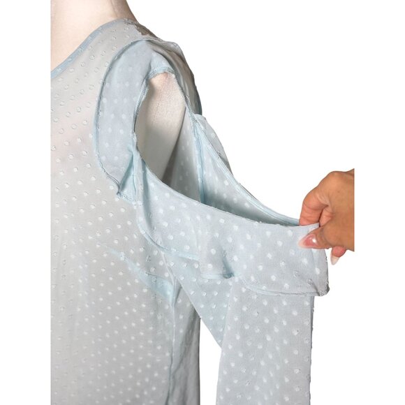 NEW Libby Edelman Womens XL Blue Swiss Dot Blouse Cold Sholder Summer top Boho - Picture 13 of 14